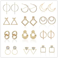 Новинка, минималистичные ювелирные изделия, изысканные геометрические витые неправильные круглые треугольные матовые Металлические Мини серьги-гвоздики для женщин, подарок для девушек