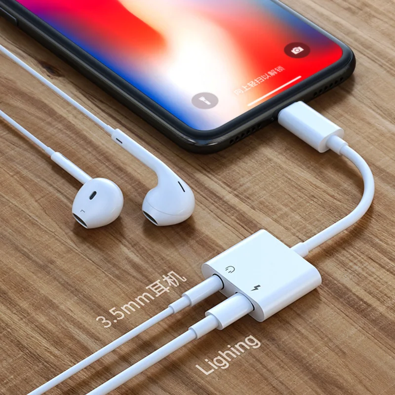 Аудио адаптер 3 в 1 зарядное устройство кабель для iPhone 8 7 Plus двойной Lightning до 5 мм