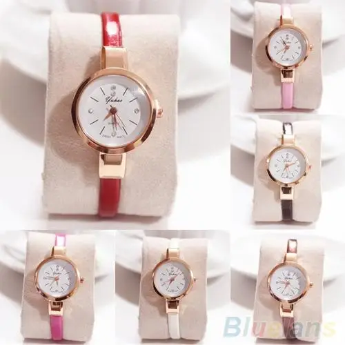 cheap Women Wrist Watch Rhinestone Faux Leather Band Super Thin Slim Strap Clock Quartz Analog Wrist Watch reloj mujer Ladies Watch La