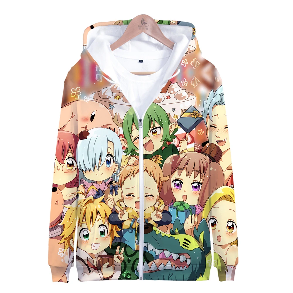 Толстовка Meliodas Мужская/женская с капюшоном японское аниме на молнии объемным
