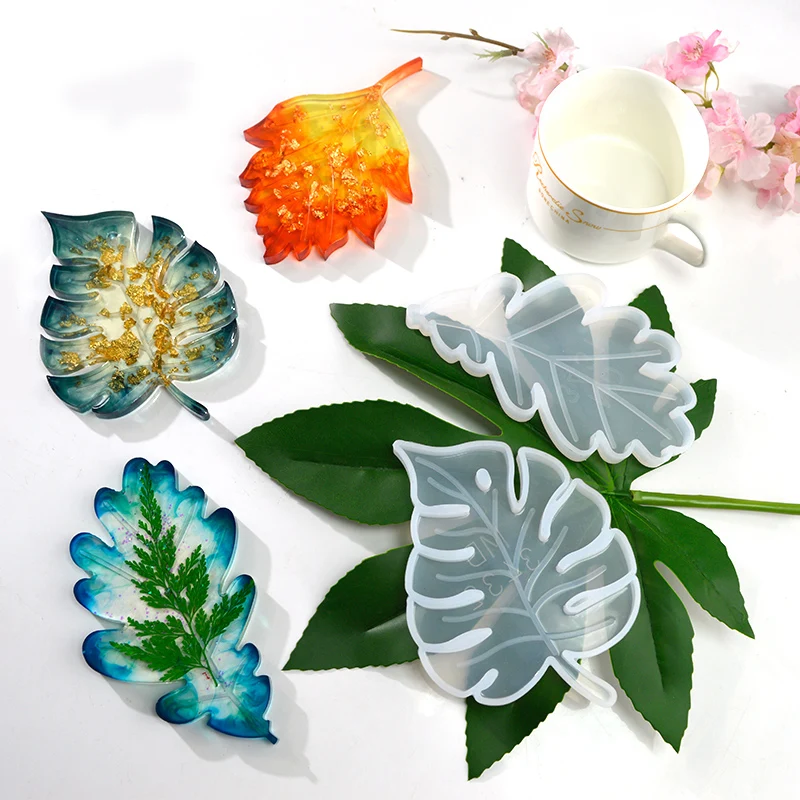 

DM060 DIY Shiny Handmade Casting Coaster Wine Cup Holder Maple Leaf Silicone Mold For Crafts