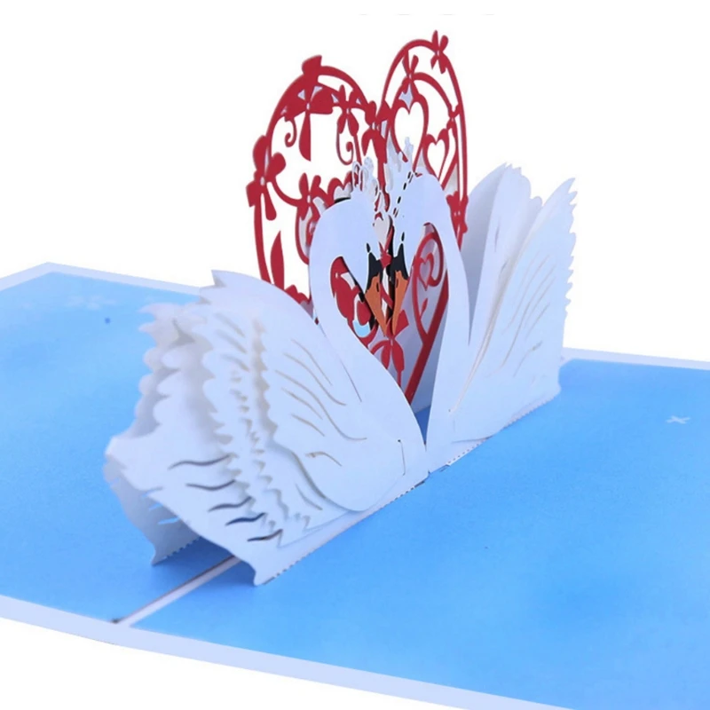  3D Pop Up Swan Greeting Cards Birthday Wedding Valentine Anniversary Invitations D08D - 4.00036E+12