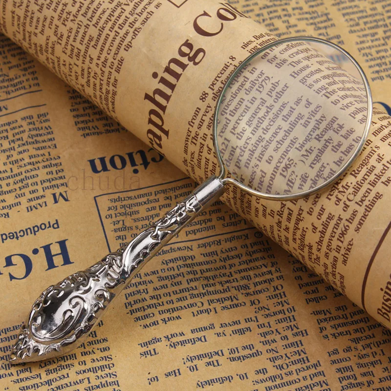 

Handheld 5X Magnifier Reading book Magnifying Glass Looking Repair tool retro home decor Eye Loupe