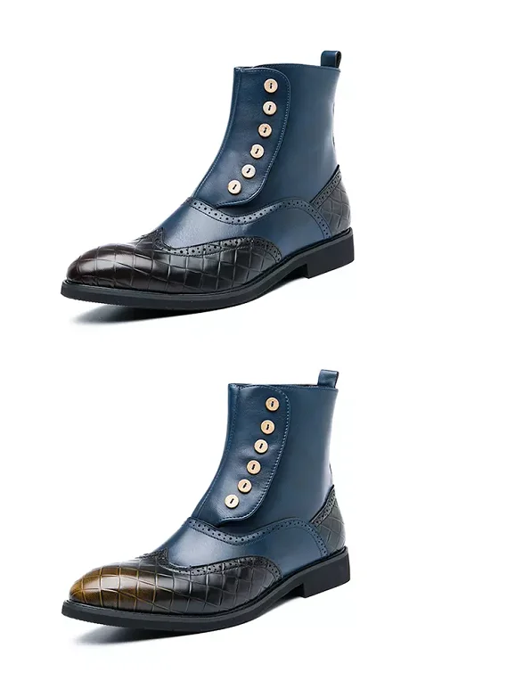 

Men's New Fashion Pu Leather Low Heel Round Toe Ankle Shoes Men's Retro Classic Casual British Retro Martin Boots HA550