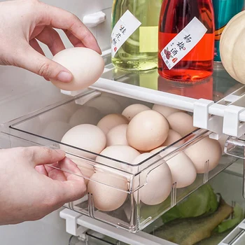

Transparent Compartment PET Refrigerator Drawer Organizer Bin Transparent Fridge Storage Bin Containers For Pantry Freezer Drop