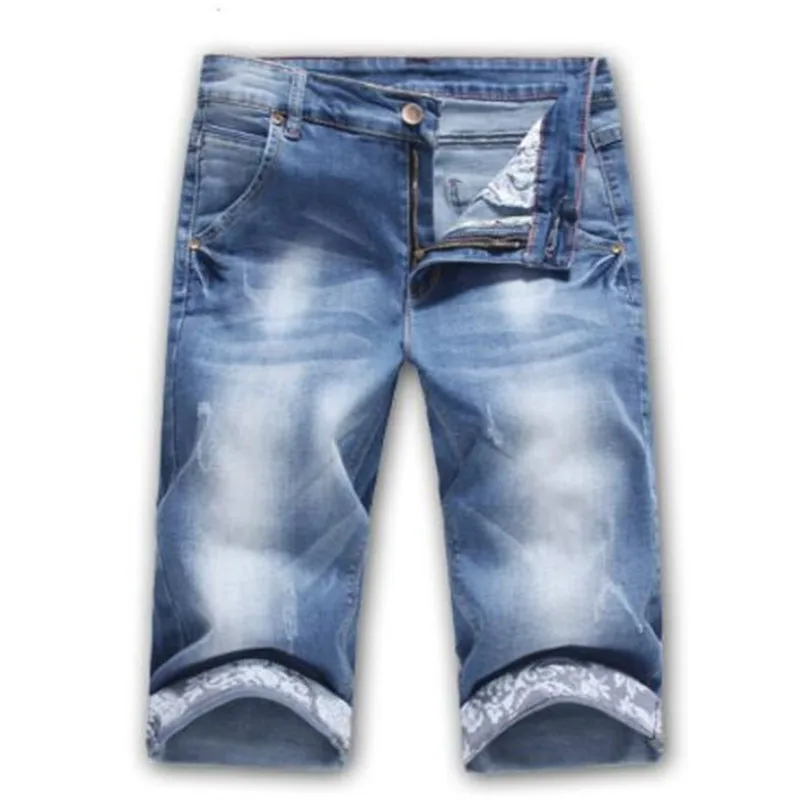 Горячая Распродажа Лето Новое модное повседневное обтягивающее хлопковые шорты мужские джинсы синие шорты Модная Мужская джинсовая брендовая одежда плюс размер