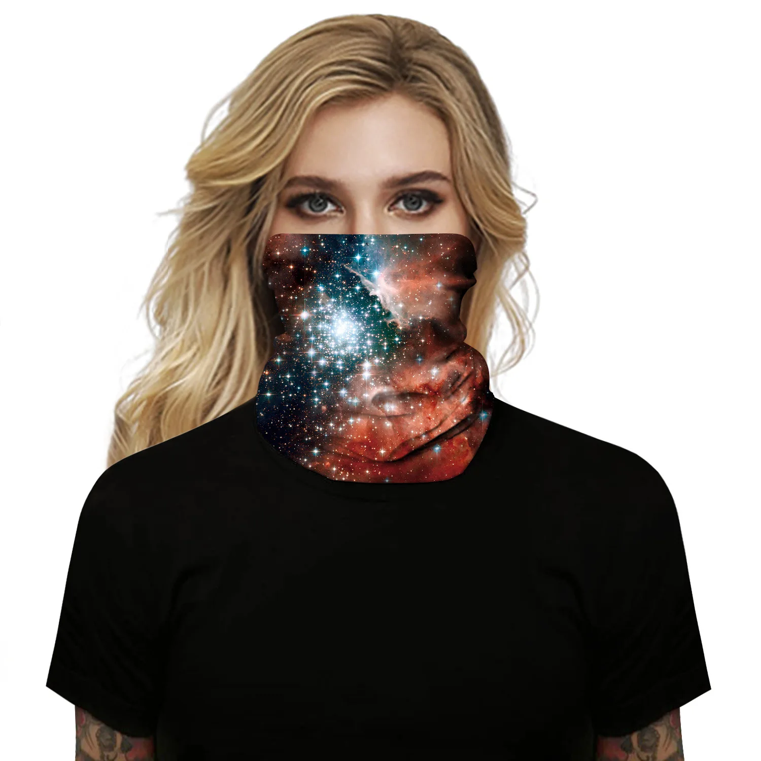 Hot style new star polyester digital print outdoor sunshade beanie sport bug scarf neck gaiter mask multi-function headband mens dress scarf