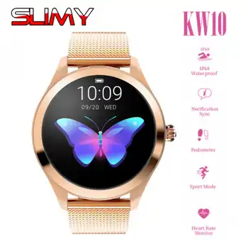 

Slimy KW10 Bluetooth Smart Watch Women Lovely Bracelet Heart Rate Monitor Sleep Monitoring Smartwatch for IOS Android PK S3 H8