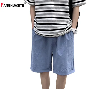 

Thin Section Men's Beach Pants Summer Loose Elastic Waist And Knee Length Pants New Refreshing Breathable Casual Shorts Men K851