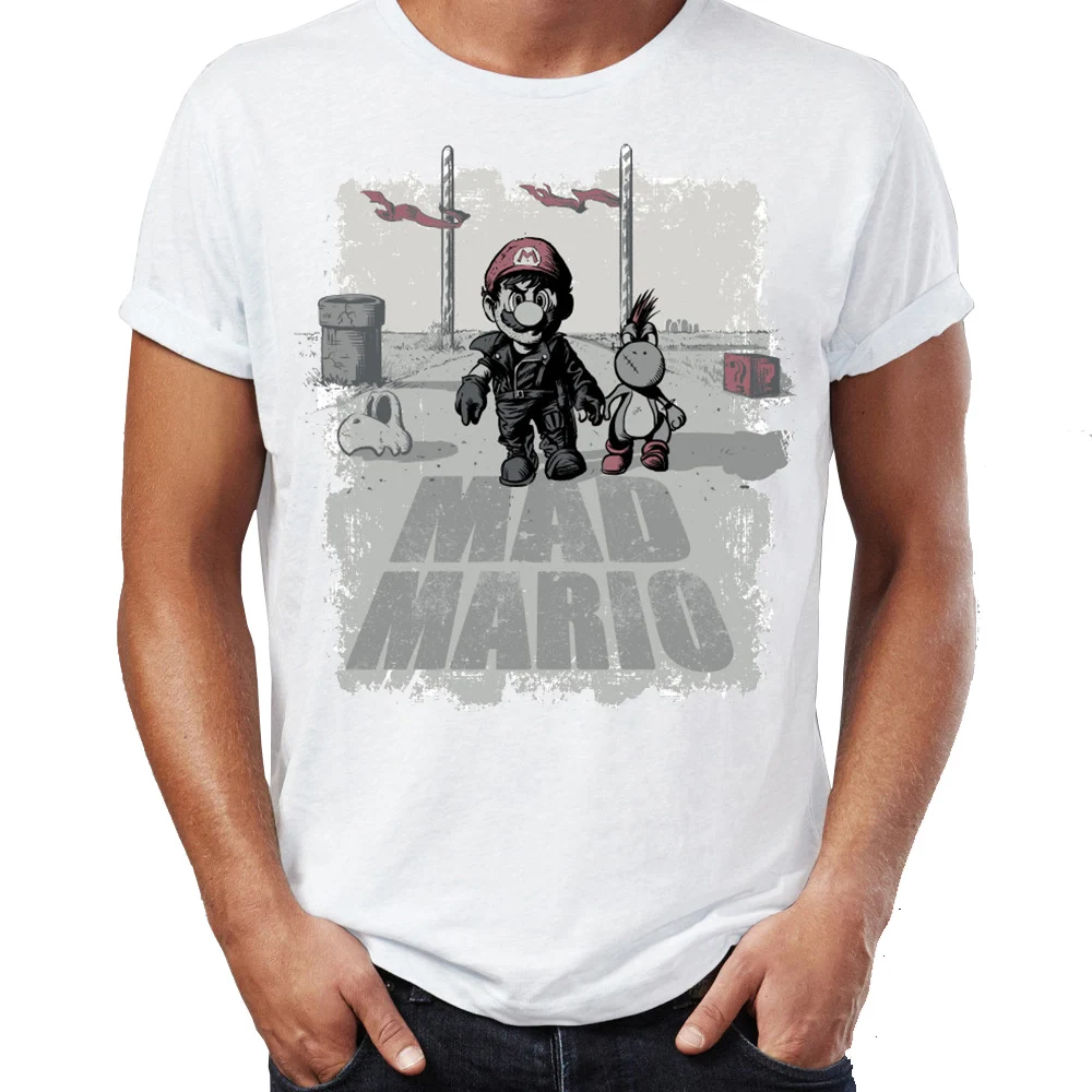 

Hip Hop Men T-shirts Mad Mario Fury Road Awesome Illustration Artwork Printed Street Guys Tees Swag 100% Cotton Camiseta