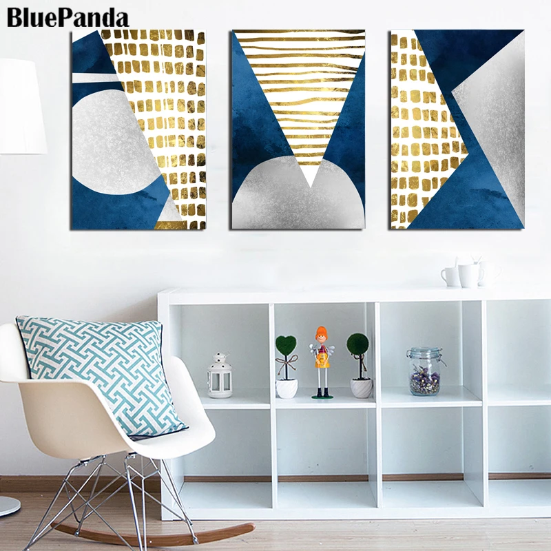 Золото и синий Цветной Стиль искусство картинки на стену светильник класса люкс
