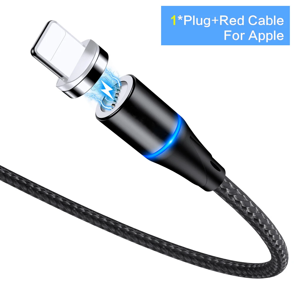 Black For Apple KSTUCNE 1M 2M 3A Магнитный USB кабель для быстрой зарядки и передачи данных для iPhone Xs Max магнитное зарядное устройство Micro usb type C кабель для samsung - Цвет: Black For Apple