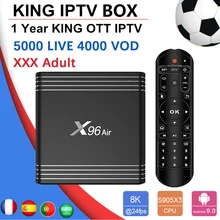 Французский X96 Air Android tv BOX 9,0+ Король Отт IP tv подписка франсаис арабский Испания США Великобритания 5000 Live VOD S905X3 4K 8K 24fps X96Air