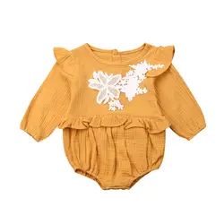 Комплект одежды для новорожденных девочек, Детский комбинезон с длинными рукавами, сплошного цвета с кнопками, двусторонний комбинезон recem