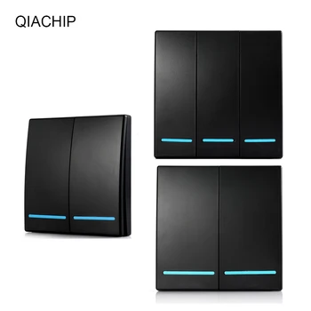 

QIACHIP 2/3 gang 433Mhz smart push Wireless Switch Light RF Remote Control 110V 220V receiver Wall Panel button Ceiling Lamp