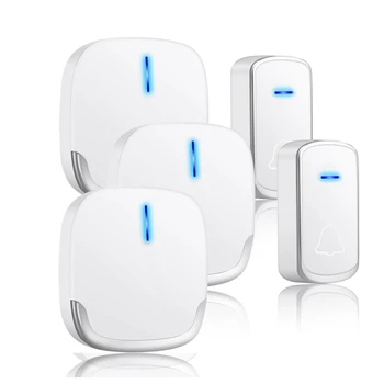 

Home Wireless Doorbell 300M Waterproof LED Light Battery Powered Cordless Bell(EU Plug)