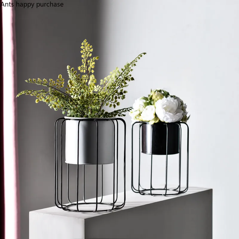 Nordic Iron Art Hollow Lantern Flower Stand Balcony Living Room Indoor Floor-standing Pot Modern Green Decoration | Дом и сад