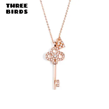 

Trendy Cubic Zirconia Lock Key Pendat Necklace Fashiion Gold And Silver Chain choker Necklace For Women Korean Jewelry 2019