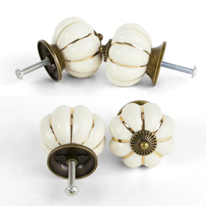 8pcs Retro Minimalist Ceramic Cupboard Cabinet Door Knobs Drawer Pull Set