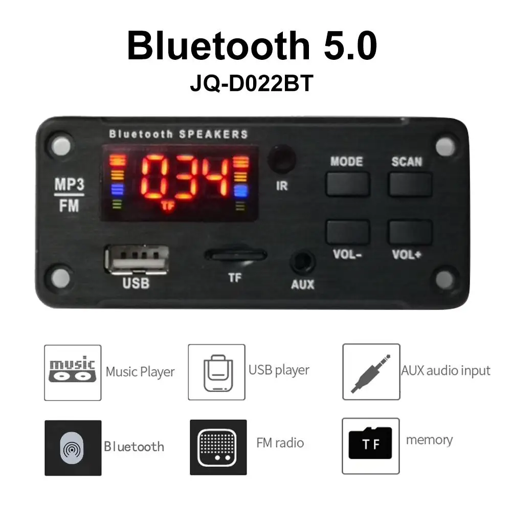 

Vehicle FM Radio Car Bluetooth Speaker Module MP3 Decoder Board Music Player