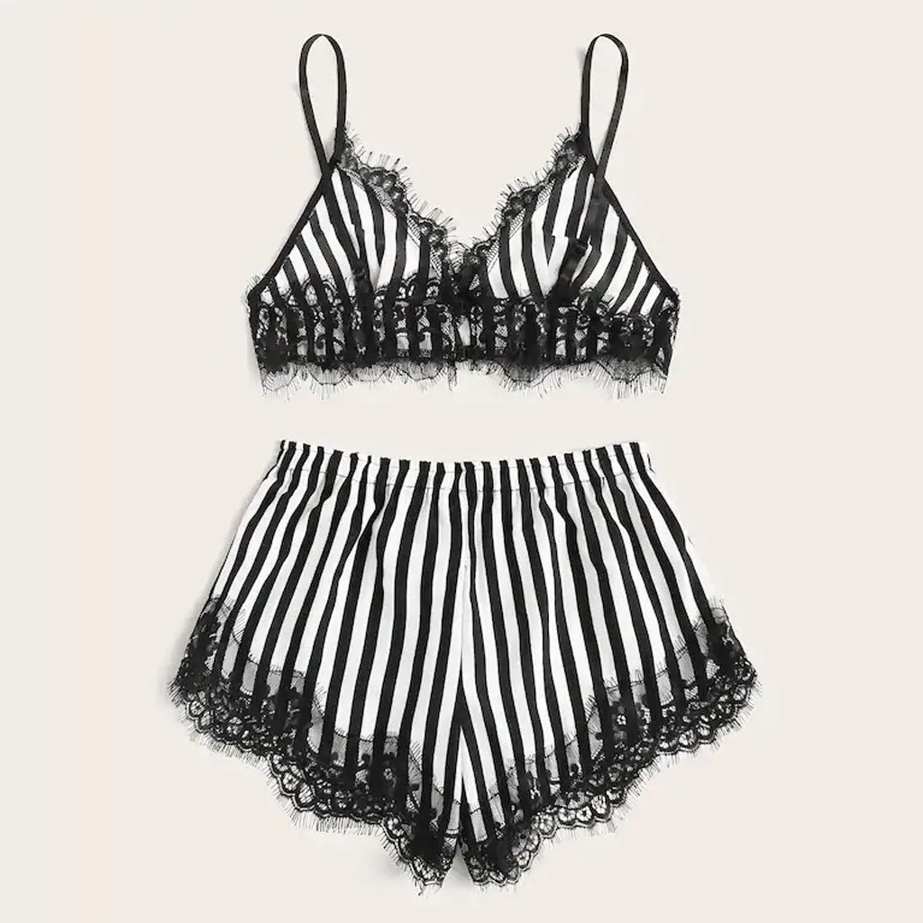 Женское белье, сексуальный комплект с бюстгальтером, женский кружевной атласный беспроводной бюстгальтер, пижама, одежда для сна, шорты с бантиком, комплект с бюстгальтером, Женская мода B4