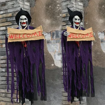 

Welcome Party Creepy Doll Halloween Props Electric Creepy Eyes Hanging Skull Skeleton Ghost Halloween Decoration Escape Horror