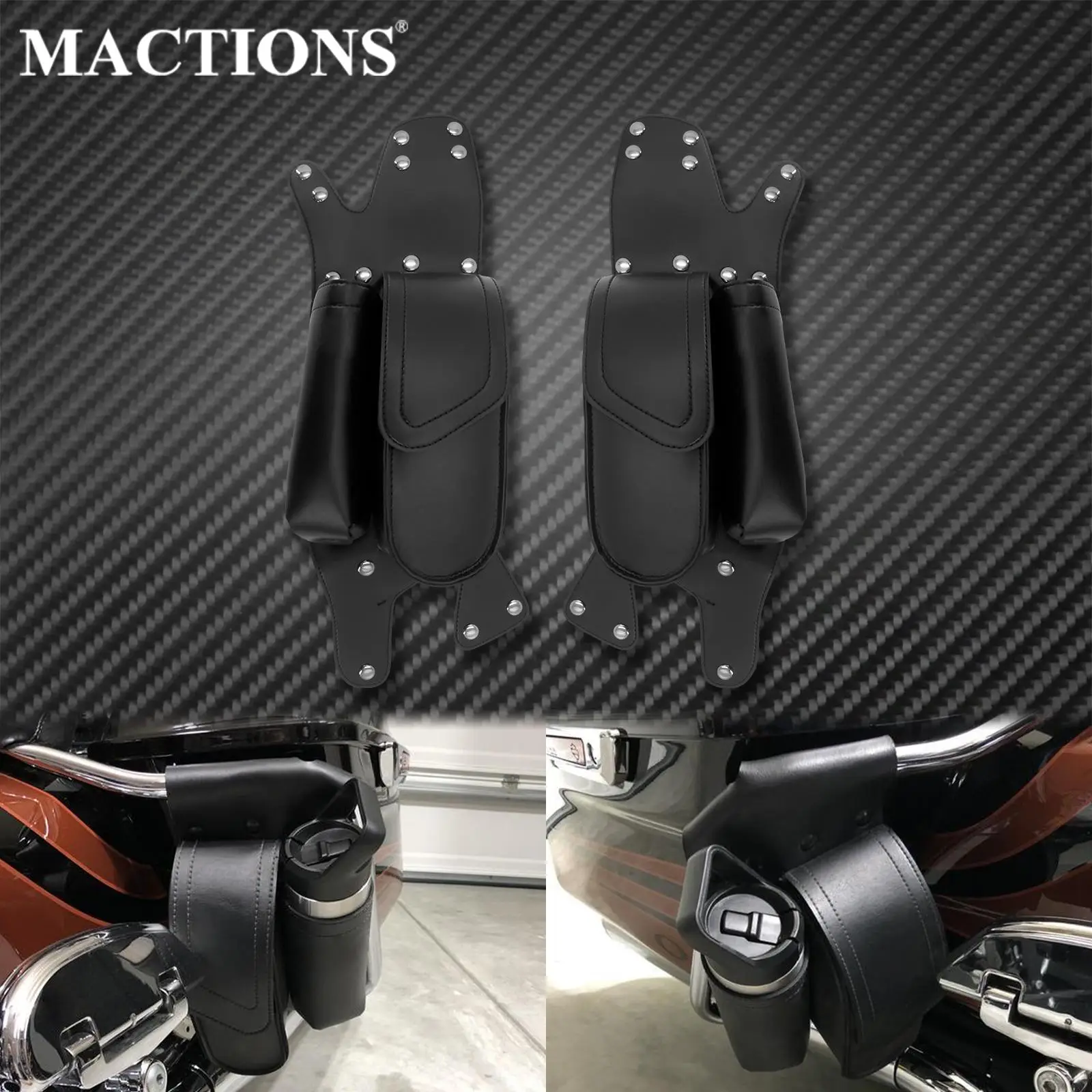 

Motorcycle Crash Bar Saddlebag Guard Bags With Water Bottle Holder Waterproof For Harley Touring Road King Street Electra Glide