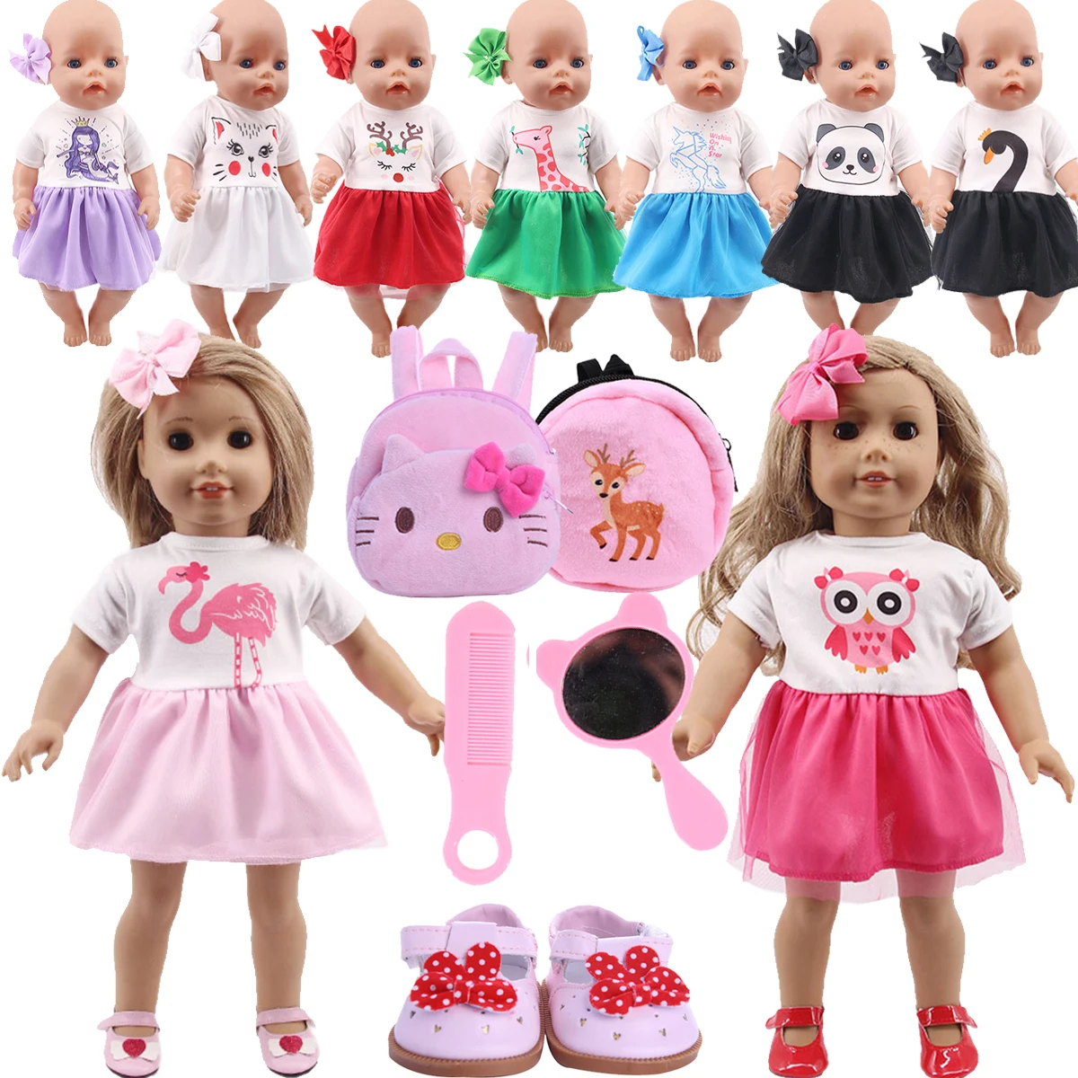 

Clothes For Doll Reborn Cute Animal pattern Dress For 18 Inch American&43CM Baby New Born Doll ,Girl's Russia Doll DIY Gifts Toy