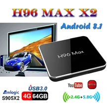 Best stable smart tv set top box S905X2 Quad Core 4GB 64GB H96 MAX X2 android 8.1 tv boxes H.265 USB 3.0 Bluetooth media Player