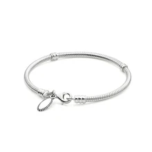 Подлинный 925 пробы серебряный Moments застежка-лобстер браслет в европейском стиле Подходит для женщин шарик шарм браслет подарок DIY ювелирные изделия