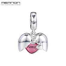 Новое 925 пробы Серебряное сердце Подвеска Шарм Розовая эмаль две половинки Семья Сердце Подвески Бусины Подходит браслет Diy ювелирные изделия