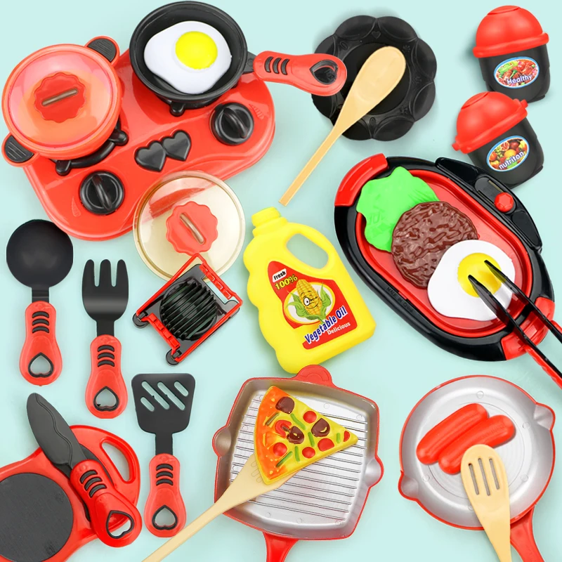 Kids Kitchen Cooking Food Toy Play Utensil Set for Child Boys Girls Pretend Gift 