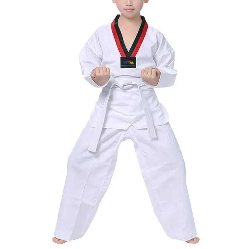 Unisex Taekwondo Clothing Adult Children Kids Karate Suit Martial Arts Training Sets Kung Fu Uniform For Women Men White Belt (13)