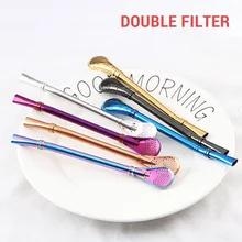 Портативный креативный фильтр-ложка из нержавеющей стали 304, ложка для молока, чая, ложка для размешивания кофе, цветная соломенная фильтрующая ложка, кухонные принадлежности