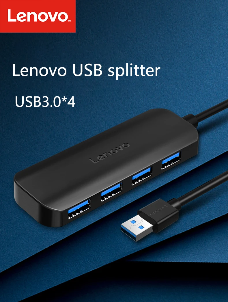 Lenovo USB разветвитель высокоскоростной 4-портовый концентратор мульти-интерфейс док удлинитель док-конвертер к USB3.0 сплиттер