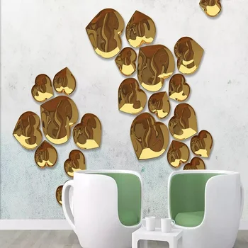 

Custom large mural 3D wallpaper Modern creative 3D expansion space golden leaf abstract TV back wall decor 5D embossed