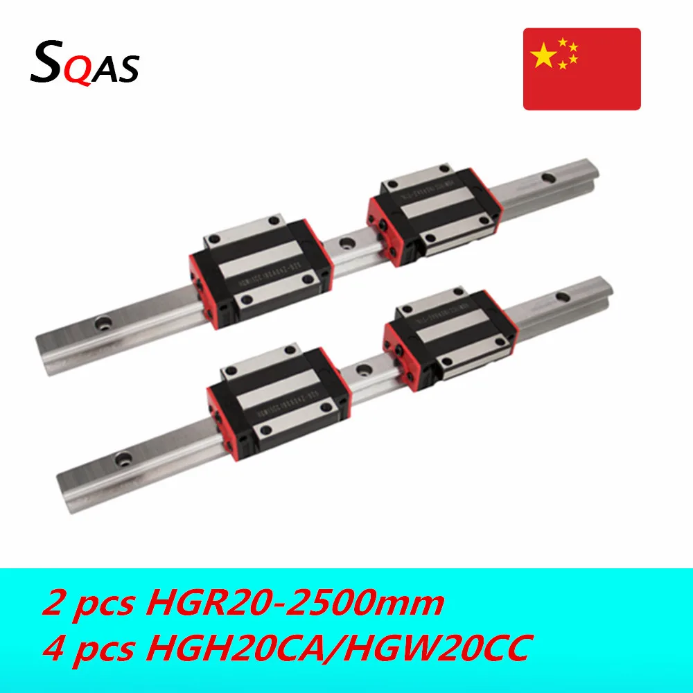 US $100.06 Fast Deliver CNC Square Guide Linear Rail 2 PCS 2500mm HGR20 Linear Guide 4 PCS HGH20CA HGW20CC Carriage Slides For CNC