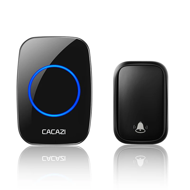 1 button 1 receiver CACAZI беспроводной без батареи требуется датчик дверного звонка умный дом автономный звонок кольцо колокольчик США ЕС Великобритания AU Plug приемник - Цвет: 1 button 1 receiver