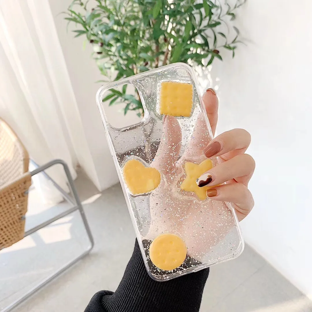 Glitter Biscuits Shining Powder Phone Case for Iphone 11 Pro Max X Xr Xs 7 8 Plus Clear Sequins Soft Tpu Silicone Back Cover |