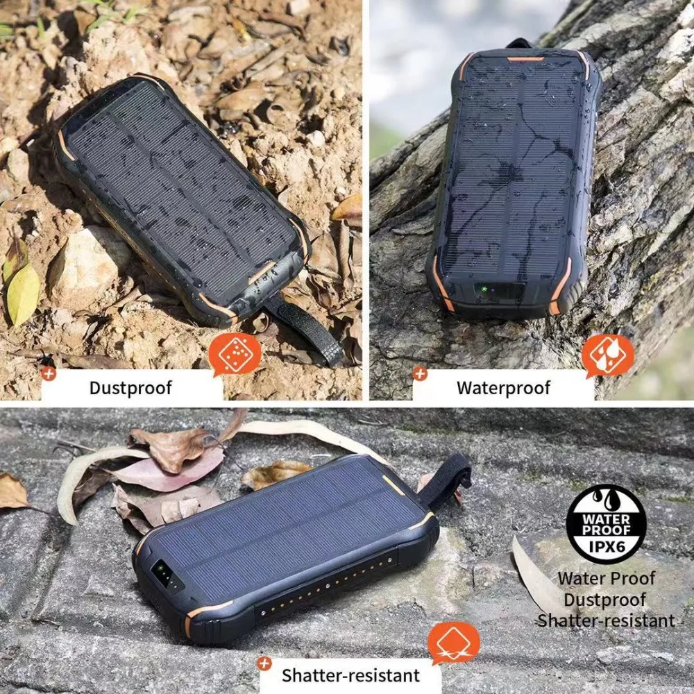 26800mah Solar Power Bank Wireless Waterproof Powerbank Battery Poverbank Portable Charger LED LCD for Xiaomi redmi note8 iphone