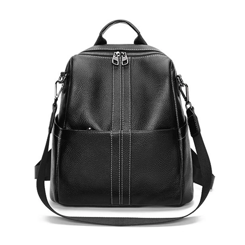 Female Genuine Cow Leather Backpack Laptop Women School Bag High