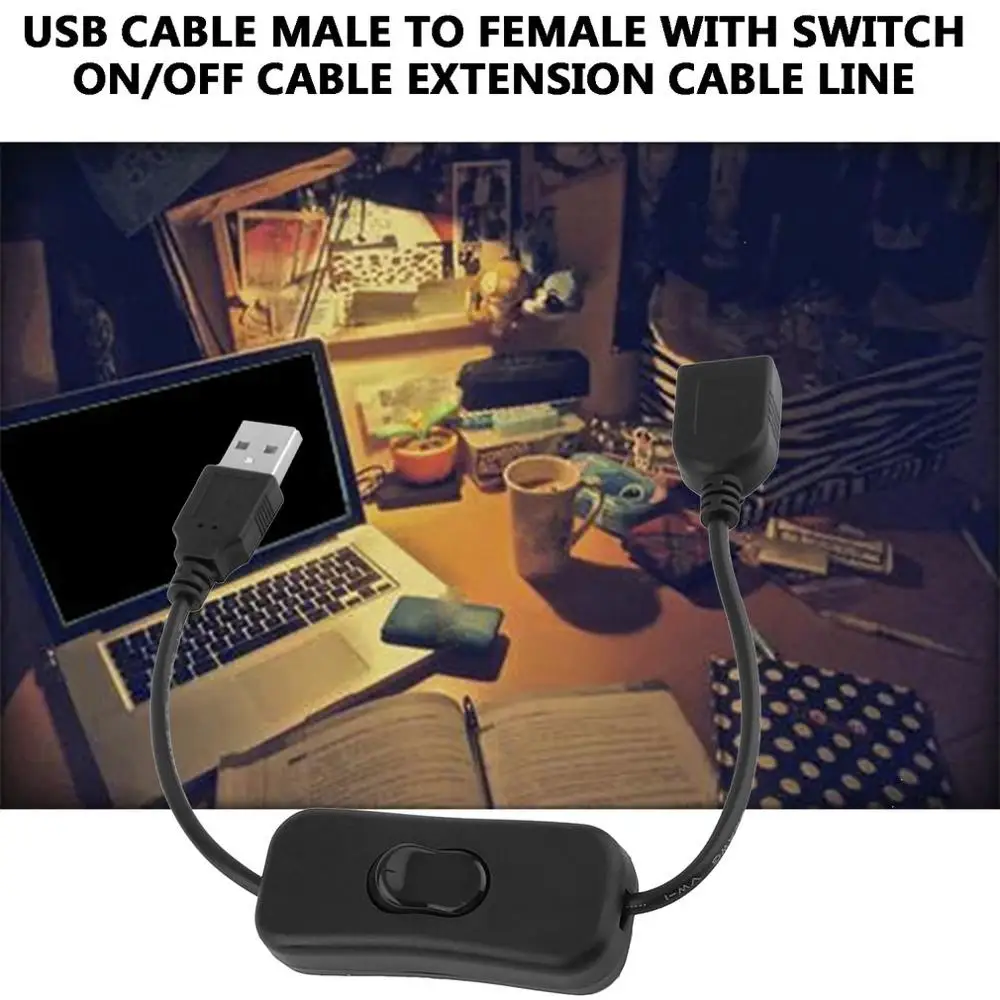 USB кабель, новинка, 28 см, USB 2,0 A, папа-Мама, удлинитель, черный кабель с переключателем, вкл