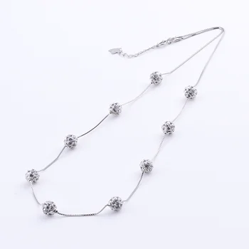 

Big Crystal Rhinestone Shell Pearl Necklace 925 Sterling Silver Necklaces For Women Box Chains Choker Fashion Jewelry