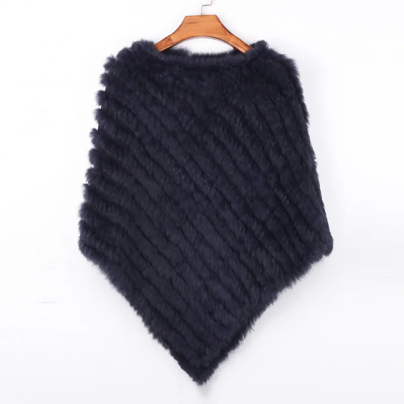 18 Navy Blue Этель ANDERSON натуральный кроличий мех вязаный Меховой Жилет Пончо вечерние пальто шаль женский натуральный мех свадебный подарок скидка - Цвет: 18 Navy Blue