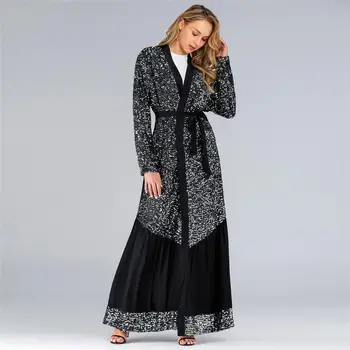 

Eevning party shining sequins luxury kaftan kimono abayas with belt