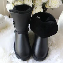 Новинка; модные зимние ботинки из натуральной овечьей кожи; классические женские ботинки с натуральным мехом в австралийском стиле; женская обувь; теплые зимние ботинки