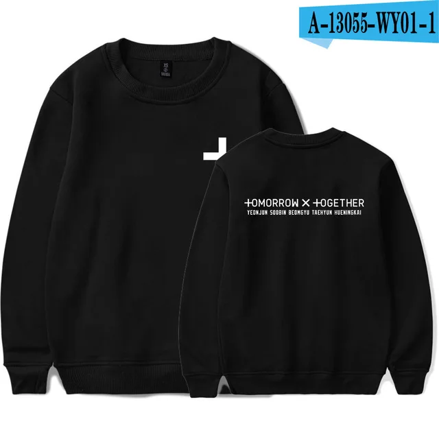 KPOP TXT толстовки с принтом, модная толстовка с капюшоном Tomorrow X Together, Harajuku, уличная одежда, спортивный костюм, топы, одежда больших размеров - Цвет: black