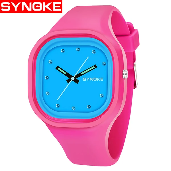 pink Strap blue SYNOKE, студенческие красочные Водонепроницаемый спортивные часы Для мужчин брендовая Для женщин уникальный силиконовый светодиодный цифровой Дата наручные часы - Цвет: pink Strap blue