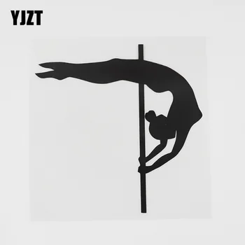 

YJZT 12.6CMX12.9CM Sexy Girl Pole Dancing Dancer Decal Vinyl Car Sticker Black/Silver 8A-0773