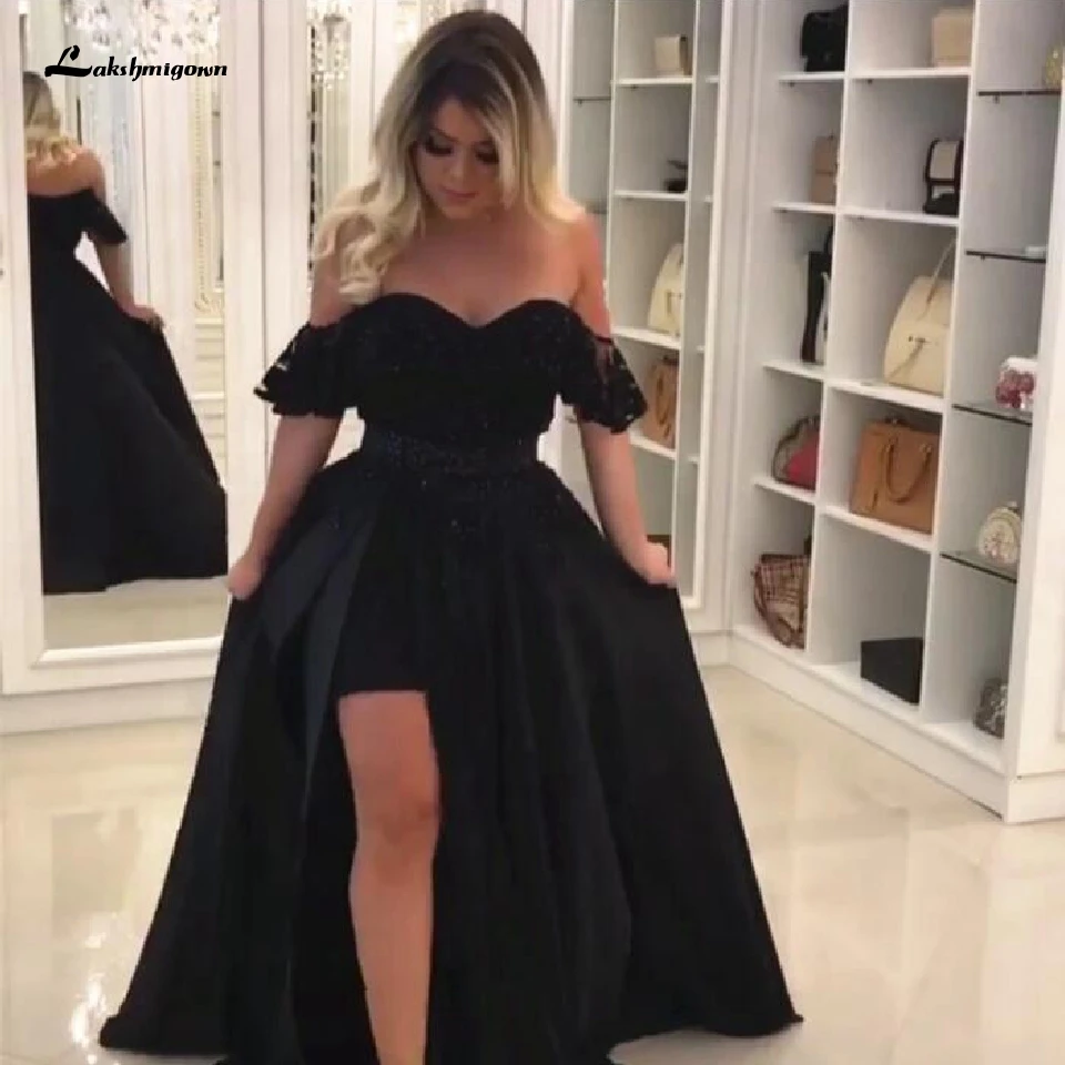 Женское атласное платье для выпускного вечера lakshmidress Черное вечернее в